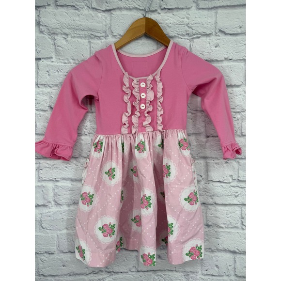Eleanor Rose Other - Eleanor Rose Sweet Love Rhonda Dress Girls Pink Floral Print Ruffles Size 5-6